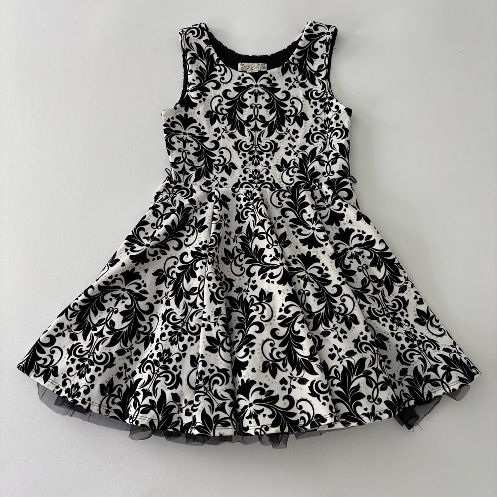 Girls Knitworks Black and White Fit and Flare Cocktail Dress